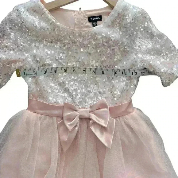 Nordstrom Zunie Girl's Blush Sequin Tulle Butterfly Flare and Fanciful‎ Dress - Picture 6 of 10